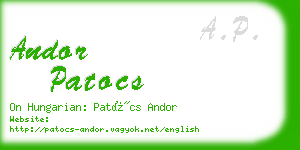 andor patocs business card